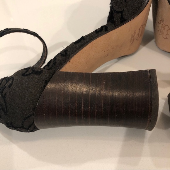 Vintage David Aaron Womens Black Mary Jane Ankle Strap Block Heels Sz 7 Spain - Picture 7 of 14